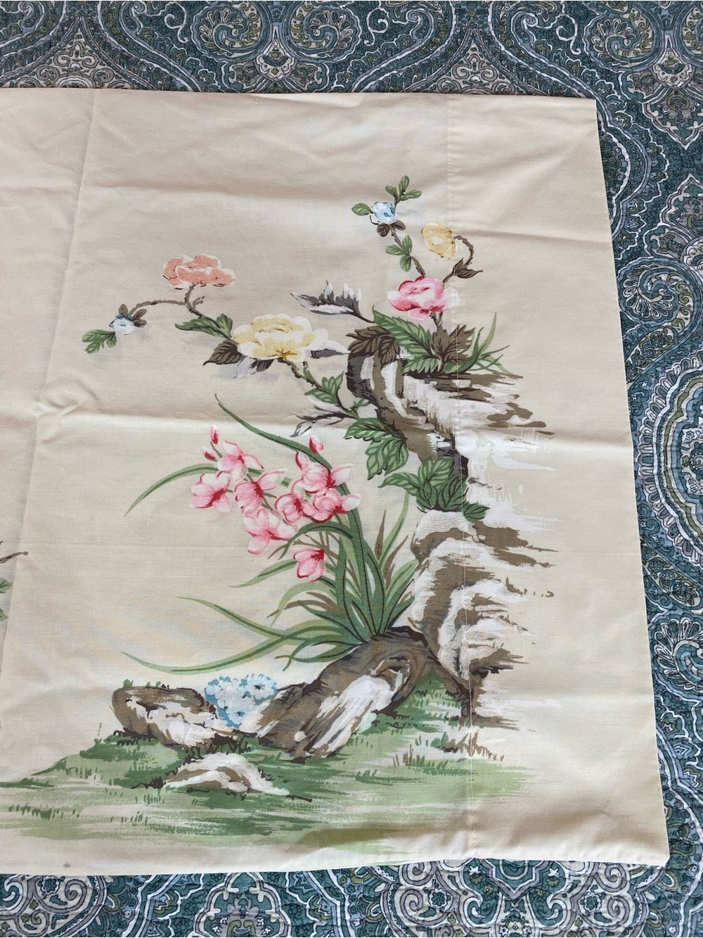 Asian Japanese pillow case by Springmaid floral garden w/butterfly
